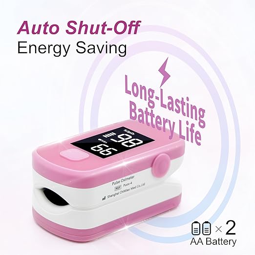 Pink Fingertip Pulse Oximeter,Blood Oxygen Saturation Monitor for Kids Adults, High Accuracy O2 Meter for All Skin,Battery and Lanyard Included (Pink)