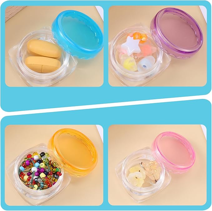 Small Pill Organizer Box, 5 Pcs Travel Pill Cases Holder Portable Daily Pill Box Container BPA Free Medicines Storage Cases for Purse Pocket Briefcase (Purple/Pink/Yellow/Orange/Blue)