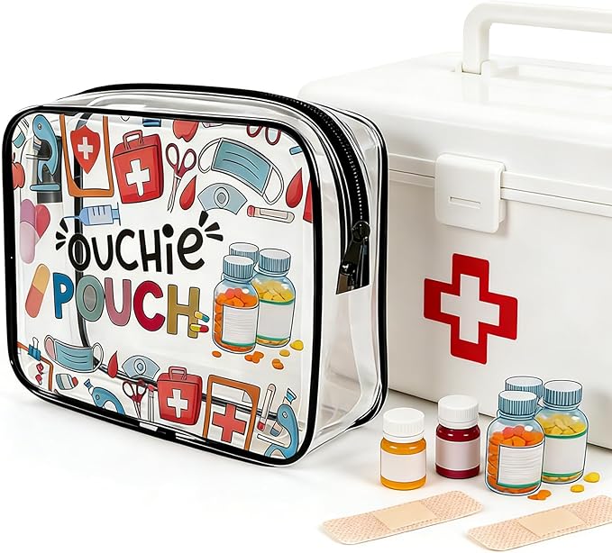ZAHSY Medicine Ouch Pouch First Aid Bag Organizer Gift Bags for Travel Trailer Accessories Pill Med Storage Bag with Zipper Funny Ouchie Pouch for Best Friend Medical Medicine Bags for Daughter