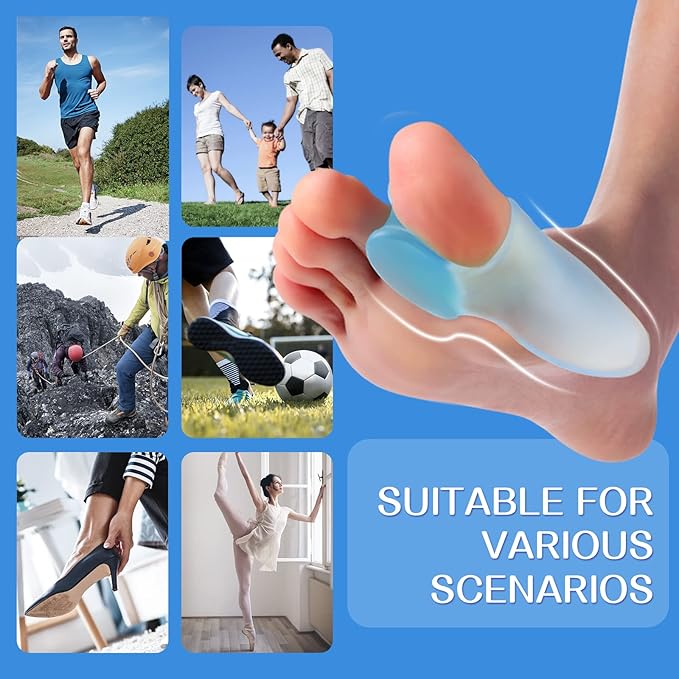 Bunion Cushion Protector, 10 Packs of Bunion Corrector Pads with Separator for Big Toe, Gel Shield for Foot Pain Relief, Calluses, Corns - Blue
