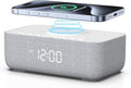 REACHER 15W Fast Wireless Charging Alarm Clock with White Noise Machine │ 20 High-Fidelity Sleep Sounds │ Gradual Wake & Unlimited Snooze │ 0–100% Dimmable Digital Clock for Bedroom & Office