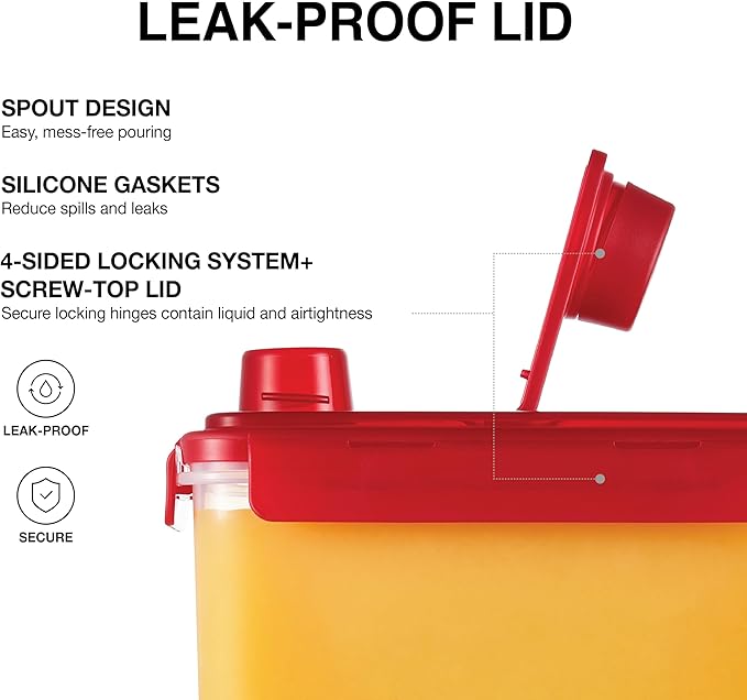 LocknLock Aqua Fridge Door Water Jug with Handle BPA Free Plastic Pitcher with Screw Top Lid Perfect for Making Teas and Juices, 1 Gallon, Red