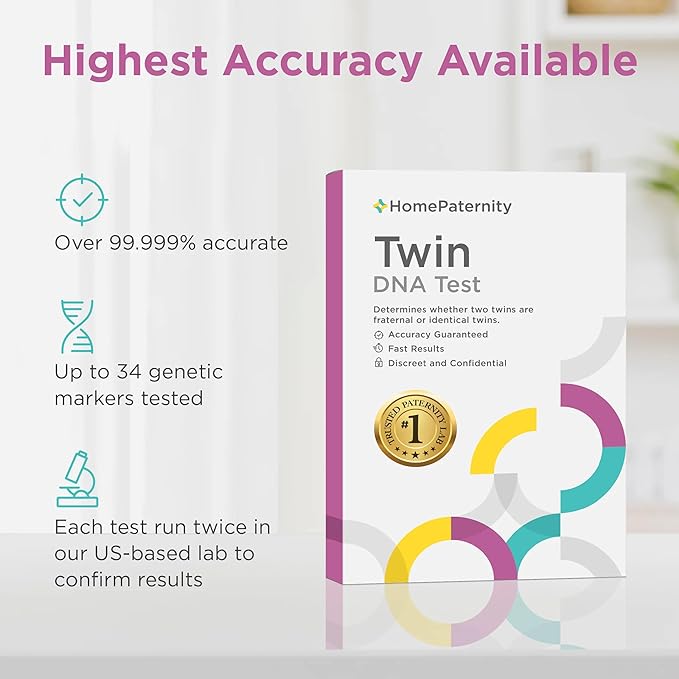Twin DNA Test, Fast Results, Highest Accuracy Available with Up to 34 Genetic Markers Tested, All Lab Fees & Shipping Included, Identical or Fratneral Twins