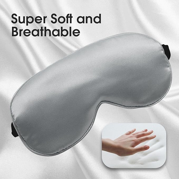 Sleep Mask, 4 Silk Dark Eye Mask for Sleeping High Light Blocking, Beauty Light-Blocking Eye Mask with Adjustable Strap, Smooth Soft Eye Mask for Women Men