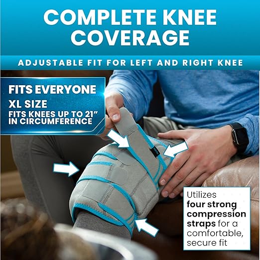 Vive Knee Ice Pack Wrap - Cold/Hot Gel Compression Brace - Heat Support Strap for Arthritis Pain, Tendonitis, ACL, Athletic Injury, Osteoarthritis, Women, Men, Running, Meniscus and Patella Surgery