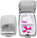 Set of 2 Etched Rectangular Pocket Purse Pill Box & Organizer with Dual Compartments (Four Square - Engravable)