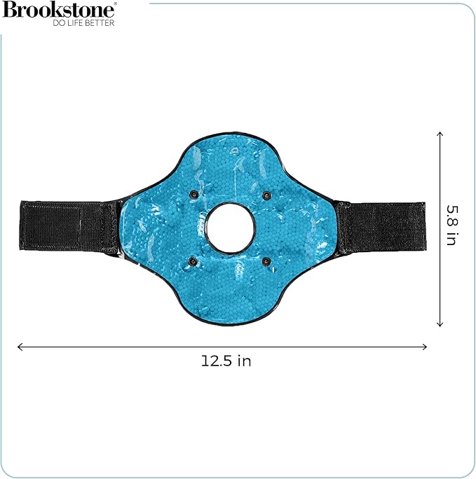 Brookstone Knee Ice Pack Wrap With Silica Beads - Hot and Cold Therapy for Pain Relief - Reusable for Swelling, Injuries, and Post-Surgery Recovery - Azure Blue