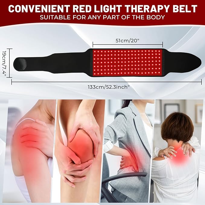 Red Light Therapy for Body, Infrared Light Therapy for Shoulder Waist Muscle, Upgraded 3 in 1 Led Beads, 660nm Red Light & 850nm Near Infrared Light Therapy Belt