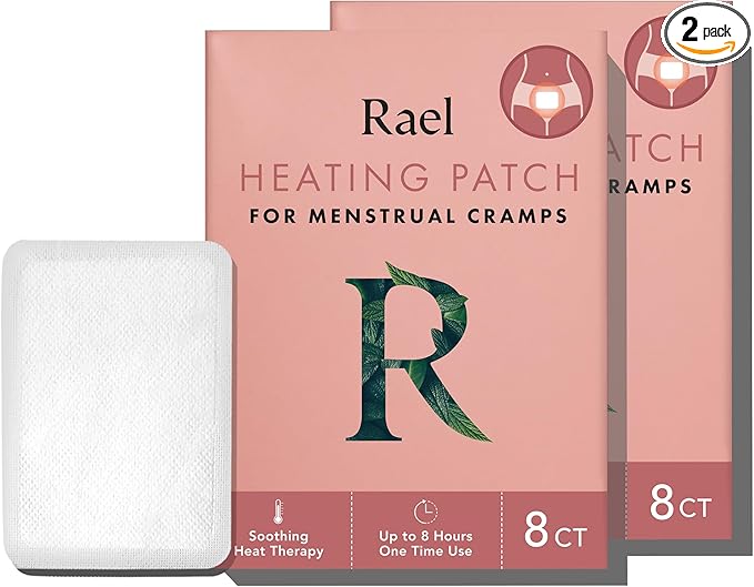 Rael Heating Patches, Herbal Heating Patches - Period Heating Pads for Cramps, Ultra Thin Design, On The Go Size, for All Skin Types (16 Count)