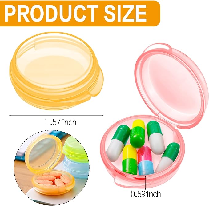 Patelai 6 Packs Small Pill Organizer Box, Travel Pill Container Portable Daily Mini Medicine Case Holder for Pocket Purse Briefcase Cod Liver Oil Jewelry Beads Earplug Storage Box(Fresh Color)