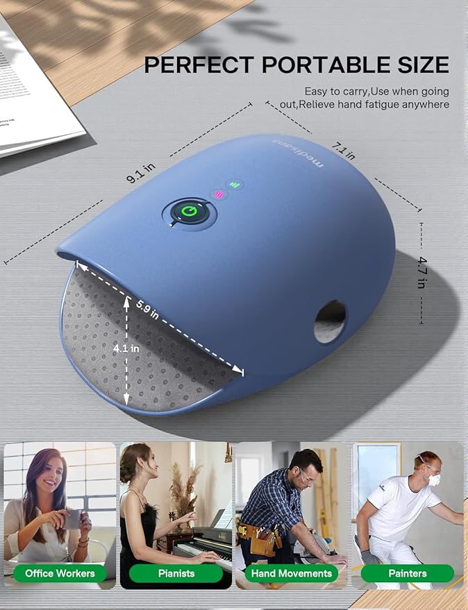 Medisana Hand Massager with Heat and Compression, Knuckle Stretching Massage, Memory Function, Cordless Hand Massager for Arthritis and Carpal Tunnel Relief, Mother’s Day Gift for Mom Women
