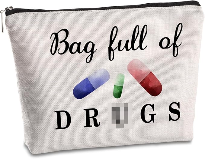 Funny Pill Medicine Bags Nurse Practitioner Gifts for Women Travel Cosmetic Bag Full of Pill Patient Birthday Gifts Storage Multi function Pouch