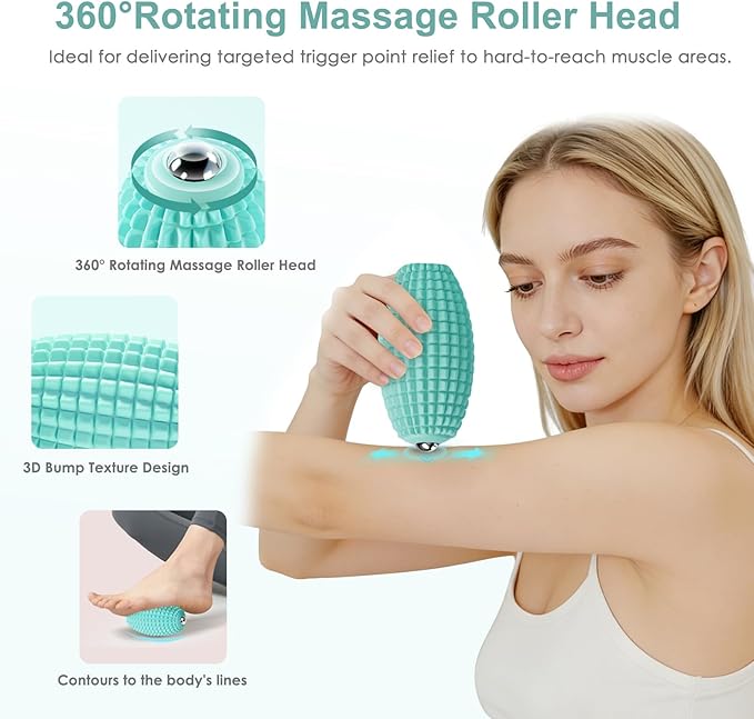 Vibrating Massage Ball for Muscle Recovery, Silicone Myofascial Massage Ball, Plantar Fasciitis Relief,Hip & Psoas Release, Deep Tissue & Trigger Point Roller for Neck, Back, Foot (Blue)