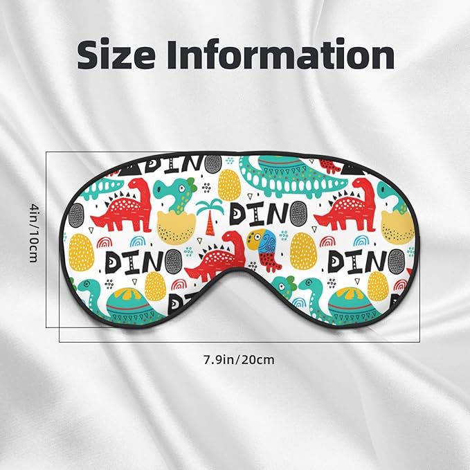 Dinosaur with Palms Sleep Mask Eye Mask with Adjustable Strap Eye Sleep Shade Cover Blocks Light for Women Men Airplane Travel Nap