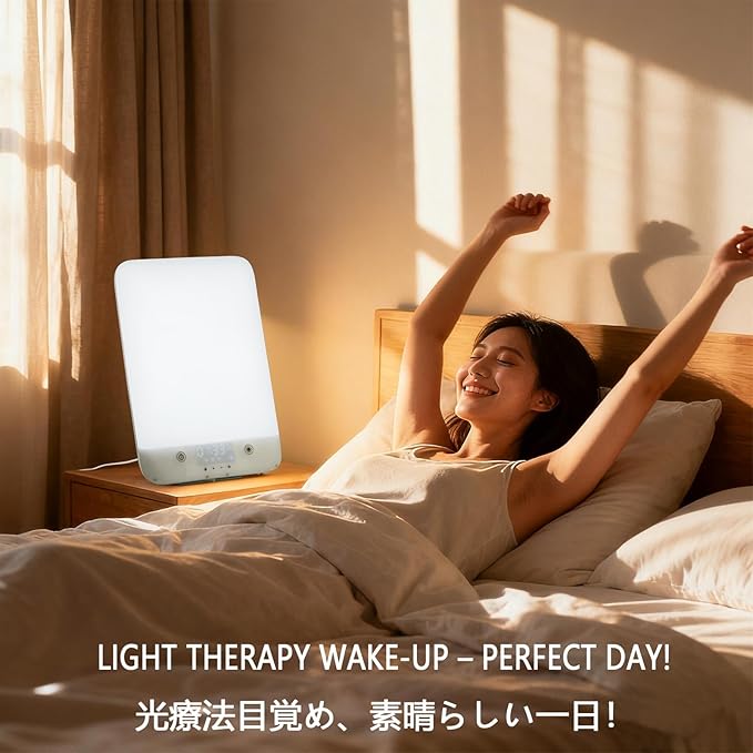 High Illuminance Light Therapy Lamp Blue/White 10000 Lux UV-Free 3 Light Colors + Natural Sounds for Light Therapy Wake-Up Light, Reset Circadian Rhythm, APP + Remote