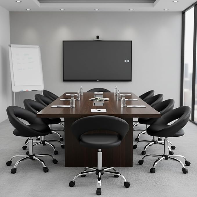 DUHOME Work Stool WY-171XF Crescent Adjustable Swivel Task Chair on Wheels (Black)