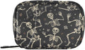 Weekly Pill Organizer Funny Skeletons Black Small Pill Box Bag Portable Travel Pill Case 7 Days Vitamin Supplement Holder with Zipper for Family Business Camping