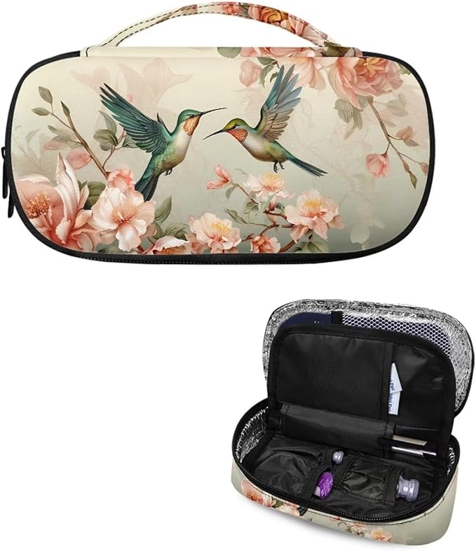 Hummingbird Floral Insulin Cooler Travel Case Handy Medication Insulated Diabetic Carrying Cooling Bag for Insulin Pen and Diabetic Supplies