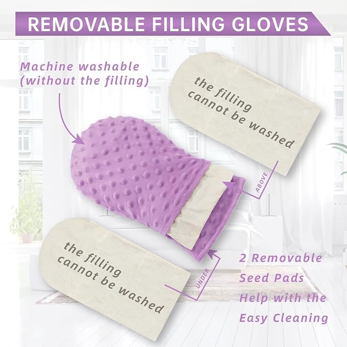 Microwavable Therapy Mittens with Arthritis Compression Gloves,Moist Heat Therapy Relief for Hands and Fingers of Stiff Joints, Trigger Finger, Inflammation, Raynaud's, Carpal Tunnel (Lavender)