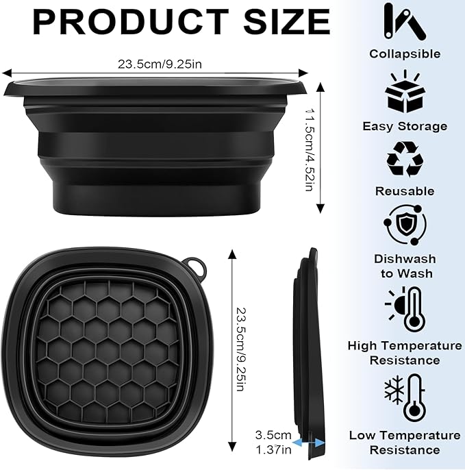 Face Bowl for Ice with Built-in Ice Tray, Collapsible Silicone Facial Face Ice Bath Bowl Reusable Face Tub for Ice Bath Foldable Portable Facial Cold Plunge Skincare for Home Ice Water Black