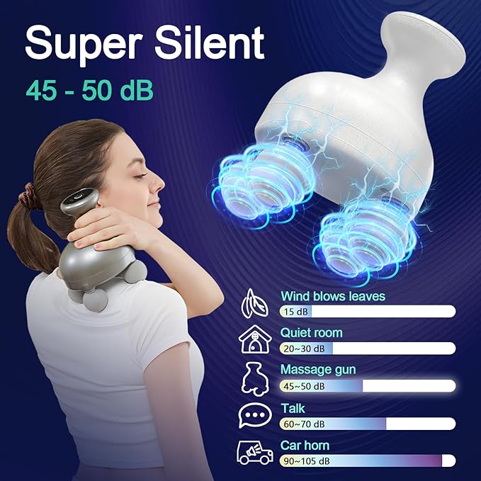 DEITY 4 Heads Handheld Massage Gun Deep Tissue, Electric Body Massager, Percussion Muscle Massager for Easing Shoulder and Back Tension, with Reverse Thrust Function