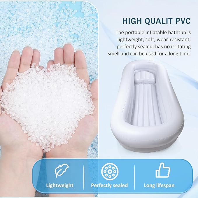 Bedside Shower Bath Kit,Inflatable Bed Bath,Medical grade PVC Bedside Shower Bathtub Kit,Bed Baths for the Disabled,Suitable for Disabled People, Elderly Pregnant Women, Etc (Double layer)