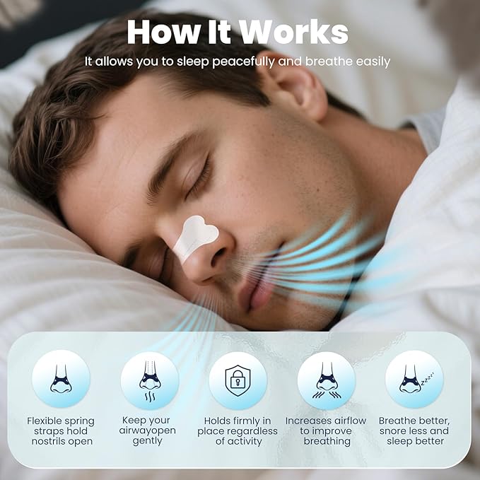 Nasal Strips for Snoring with Adjustable Fit – Extra Strength Nose Strips for Better Breathing, Strong All-Night Hold, Gentle on Sensitive Skin, 90 Count for Men & Women