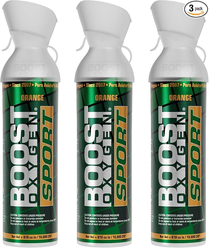 Boost Oxygen Large Sport Orange Aroma 10L Canister | Respiratory Support for Aerobic Recovery, Altitude, Performance & Health (3 Pack)