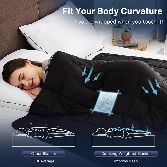CuteKing Weighted Blanket for Adults(15lbs, 60"x80", Grey) Heavy Blanket for 140-150lbs, Breathable Microfiber Material with Glass Beads All-Season Summer Fall Winter Soft Thick