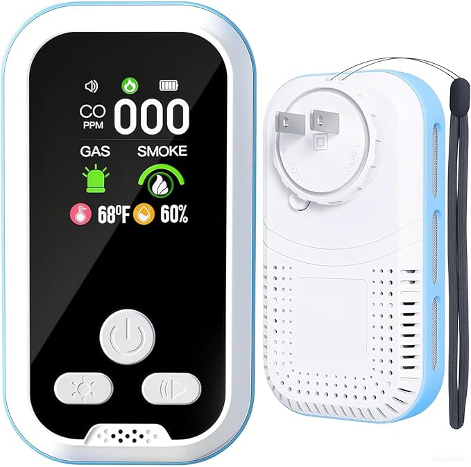 6 in1 Carbon Monoxide Detector Combo with HD Screen Monoxide Alarm, Detects CO, Natural Gas, Smoke, Temperature, and Humidity for Home, Apartment, Hotel, Camping RV Safety Gifts Idea