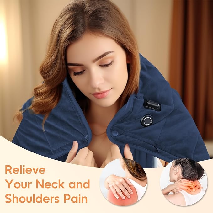 OKK Weighted Heating Pad, Heating Pad for Back Pain Relief, 33"x17" Extra Large Full Body Portable Weighted Heated Pad for Cramps Neck Shoulder, 2lb, 3 Heat Settings, 3 Hours Auto Off Heat Pad