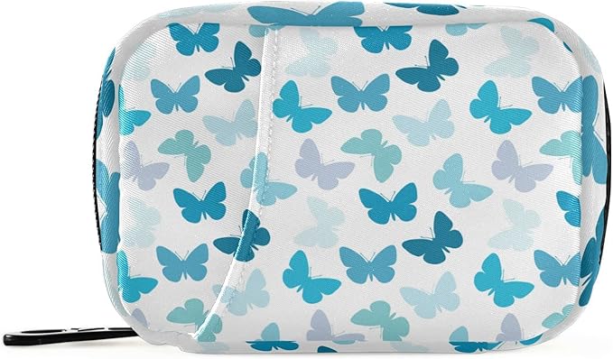 Butterfly Pill Box 7 Day Pill Case Travel Pill Organizer Bag with Zipper Portable Weekly Vitamin Medicine Supplement Holder Pouch Bag