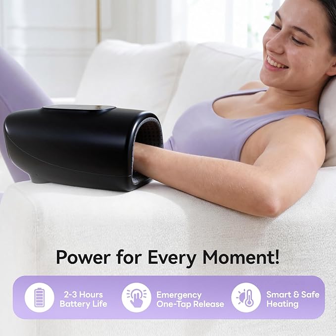vrenmol Hand Massager with Heat and Compression: Heated Hand Massager Rechargeable Massager 5 Level Compression 3 Modes 5 Temperatures Full Cover Massage for Wrist Gifts for Women Men