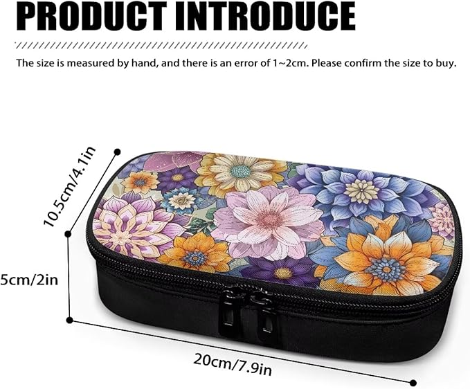 Bohemian Flower Diabetic Supplies Bag Carrying Case Organizer For Diabetes Testing Kit, Blood Glucose Monitor Kit with Meter, Blood Sugar Test Strips, Lancets, Lancing Device, Alcohol Wipe