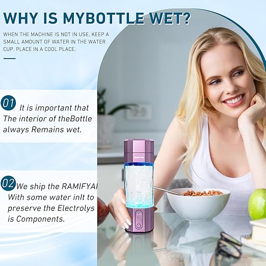 New Upgrade 10000PPB Hydrogen Water Bottle SPE/PEM Technology Seven Colorful Light Double Anti-Slip and Leak-Proof Hydrogen Water Generator with LCD Display (Purple, H80)