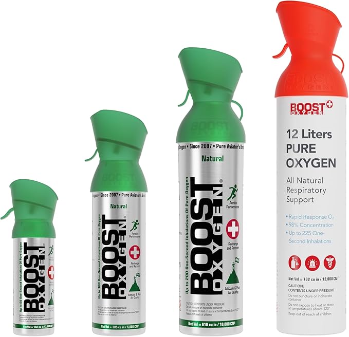 Boost Oxygen Complete Collection | XL 12L, Large 10L, Medium 5L & Pocket Size 3L (4 Pack)