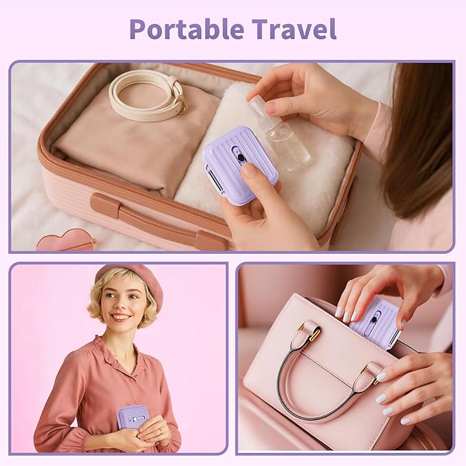 Daviky Travel Pill Organizer,Small 7-Compartment Pill Box for Vitamins & Medications, Compact Medicine Case for Pocket or Purse(Purple)