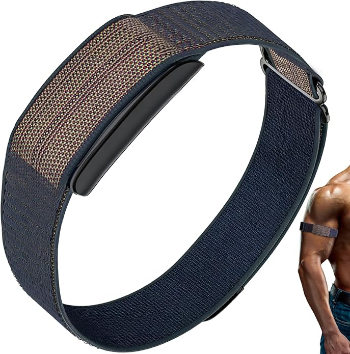Yeahxing Band for Amazfit Helio Strap - Adjustable Nylon Bicep/Arm/Ankle 38cm Replacement Bands for Fitness Tracker, Secure Hook & Loop Design, Comfortable for Workout, Running, Yoga