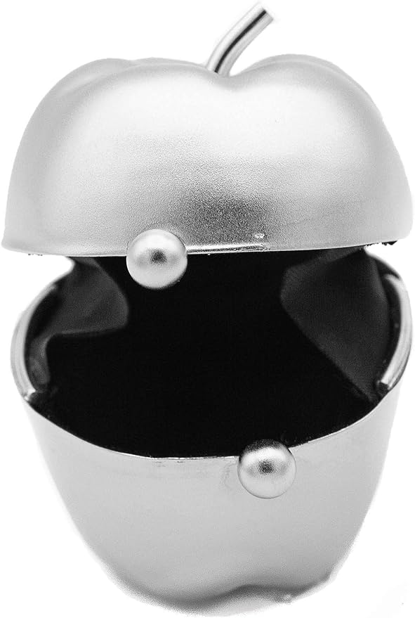Silver Apple Shaped Pocket Purse Portable Travel Pill Box & Medicine Organizer (1 Large Compartment)