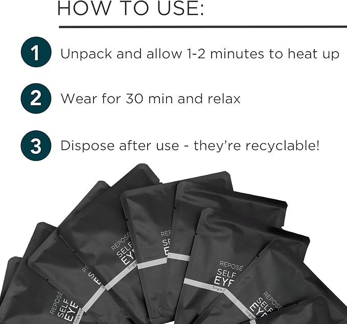 REPOSE Steam Eye Mask - Instant, Self-Heating Sleep Mask - Eye Strain Relief Mask to Help Reduce Eye Puffiness & Soothe Tired Eyes | Unscented, Single Use, Travel Friendly Warm Eye Mask - 10 Count
