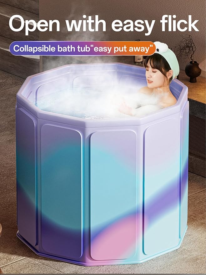 85 Gallon Foldable Portable Bathtub Adult - 31.5"L x 27.5"H Collapsible Ice Bath Tub for Athletes & Fitness Lovers, Portable Cold Plunge Tub for Recovery at Home, Outdoor Camping & Gym Settings