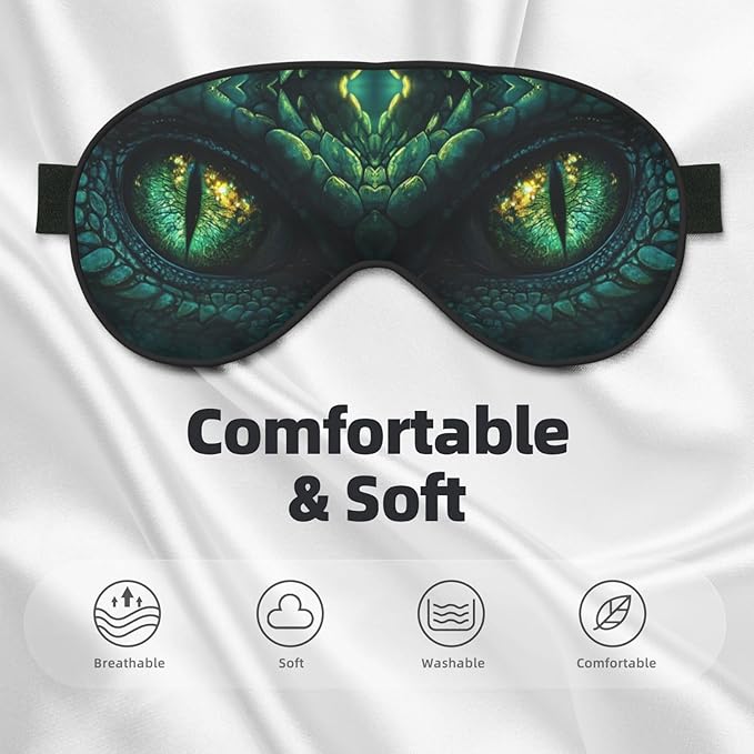 Abstract Green Dinosaur Eyes Sleep Mask Eye Mask with Adjustable Strap Eye Sleep Shade Cover Blocks Light for Women Men Airplane Travel Nap