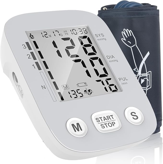 Upper Arm Blood Pressure Monitors for Home Use with Large Cuff, Adjustable Cuff Upper Arm BP Machine, Blood Pressure Machines with 500 * 2 Sets Memories, Support 2 Users(Grey)