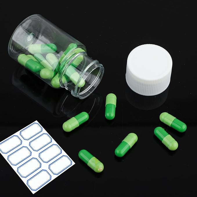 4Pcs Clear Plastic Pill Bottles, 50ml Empty Medicine Containers with Caps for Liquid Solid Powder
