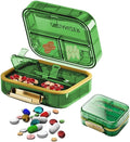 Daily Pill Organizer,7 Compartments Portable Travel Medicine Organizer,Moisture Proof Pill Case,Foldable Pill Box for Purse Pocket to Hold Vitamins,Cod Liver Oil,Supplements Medication(Green)