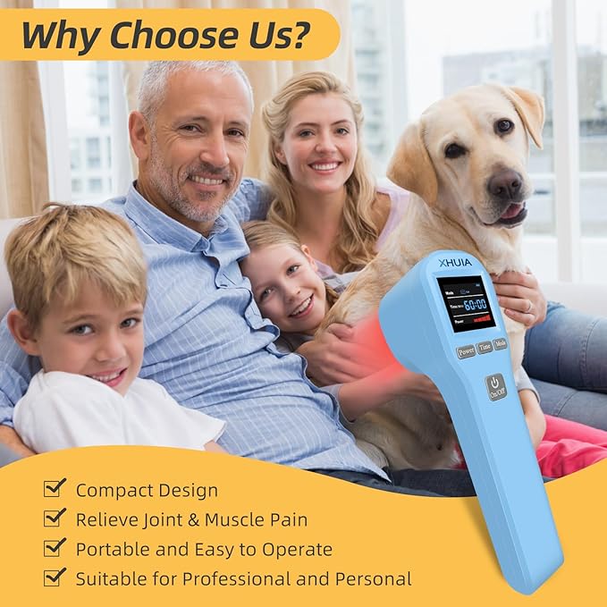 Red Light Therapy Device for Body, 4x808nm+16x650nm Handheld Red Light Therapy for Back, Knee Use, Near Infrared Light Therapy for Muscle Joint Pain Relief, Cold Light Therapy Machine for Humans Pets