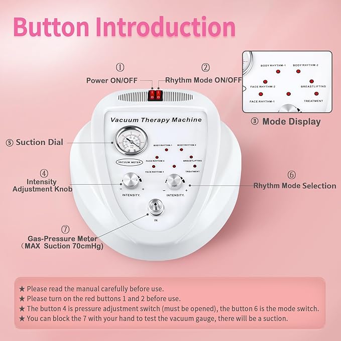 Beauty Star Vacuum Therapy Cupping Machine, Multifunctional Body, Back, Face Massage Care Machine Adjustable Suction (0-70 cmHg) with 30 Cups and 3 Gua Sha Pumps (Max Cups 1200ML)