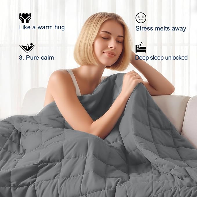 Hillhub Weighted Blanket for Adults, Multiple Sizes for Weight 30-350 lbs, Machine Washable