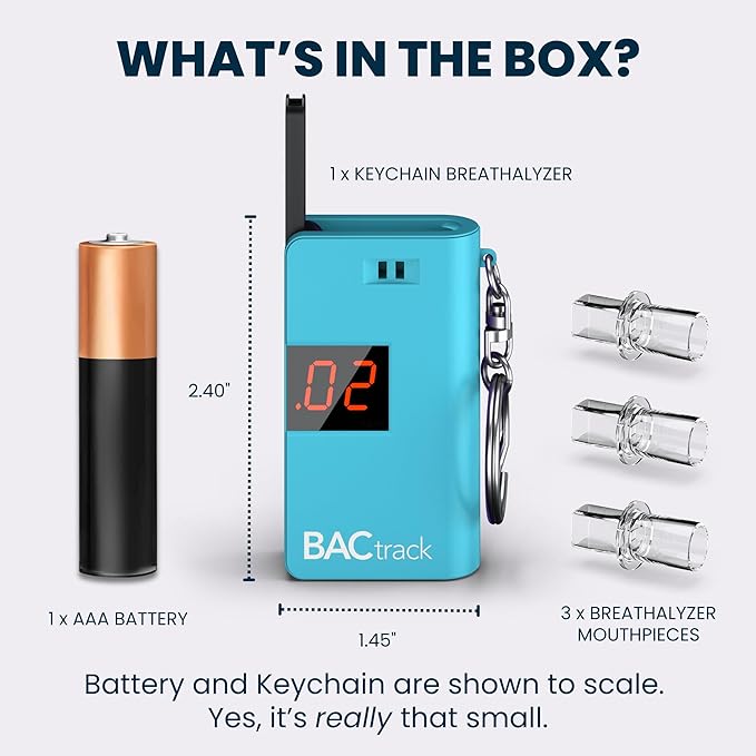 BACtrack Keychain Breathalyzer (Blue) | Ultra-Portable Pocket Keyring Alcohol Tester for Personal Use