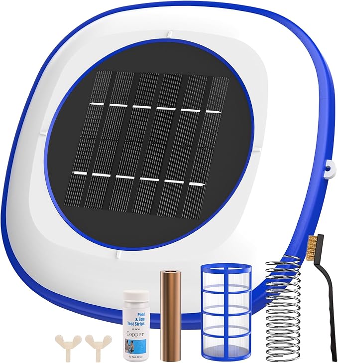 Solar Pool Ionizer Floating Water Cleaner, 85% Less Chlorine, Keeps Pool Water Crystal Clear for Fresh and Salt Water Pools Spas, Reusable